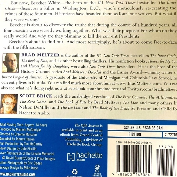 Book on tape-Brad Meltzer’s The Fifth Assassin - Picture 2 of 2